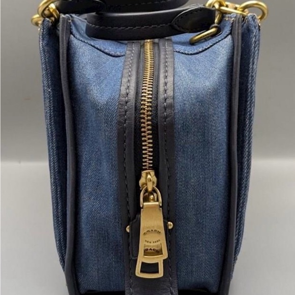 Authentic Coach Quilted Denim Leather Trim Dreamer Satchel - Picture 4 of 9
